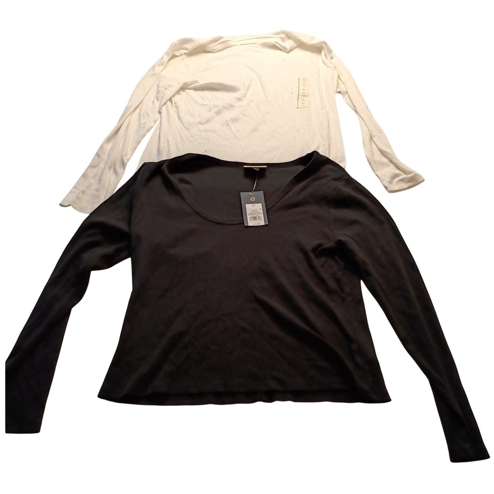 Universal Thread T-Shirt Women's Ribbed Scoop Neck Top Black Casual XL NWT